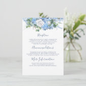 Dusty Blue Hydrangea Hochzeitsinformationen Begleitkarte (Stehend Vorderseite)