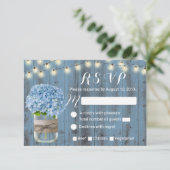 Dusty Blue Hydrangea Jar String Lights UAWG RSVP Karte (Stehend Vorderseite)