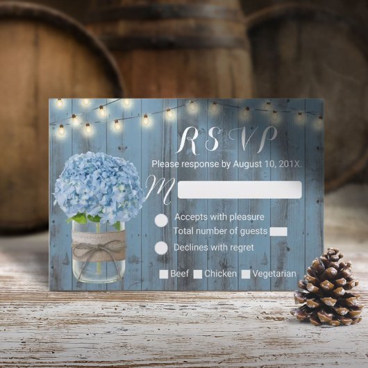 Dusty Blue Hydrangea Jar String Lights UAWG RSVP Karte