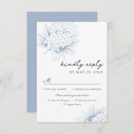 Dusty Blue Hydrangea Mahl Optionen RSVP Karte