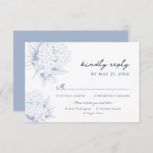 Dusty Blue Hydrangea Mahl Optionen RSVP Karte
