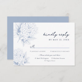 Dusty Blue Hydrangea Mahl Optionen RSVP Karte