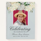 Dusty Blue Hydrangea Memorial Funeral Gästebuch Notizblock (Vorderseite)