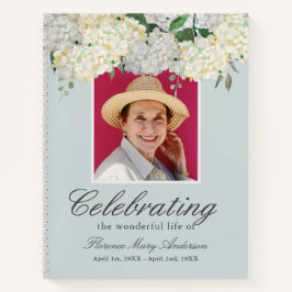 Dusty Blue Hydrangea Memorial Funeral Gästebuch Notizblock