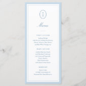 Dusty Blue Hydrangea Monogram Wedding Flat Menu Menükarte (Vorderseite)