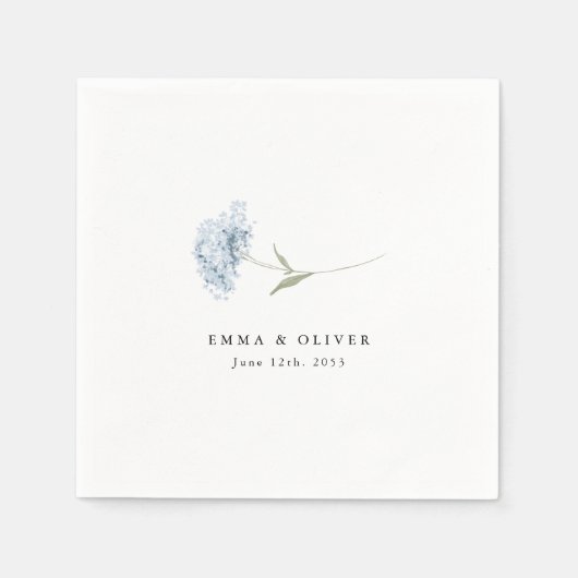 Dusty Blue Hydrangea Personalized Wedding Napkins Serviette (Vorderseite)