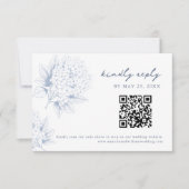 Dusty Blue Hydrangea QR Code RSVP Card Karte (Vorderseite)