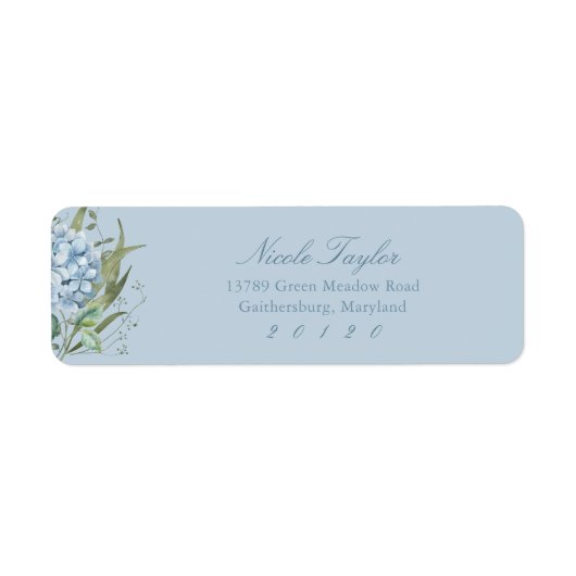 Dusty Blue Hydrangea Return Address Labels (Vorne)