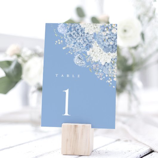 Dusty Blue Hydrangea Watercolor Floral Tischnummer