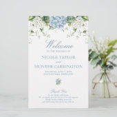 Dusty Blue Hydrangea Wedding Ceremony Program (Stehend Vorderseite)