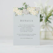 Dusty Blue Hydrangea Wedding Details RSVP Karte (Stehend Vorderseite)