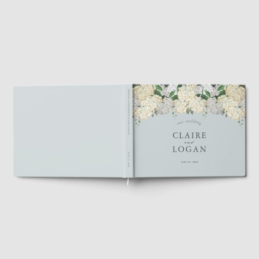 Dusty Blue Hydrangea Wedding Gästebuch (Voll)