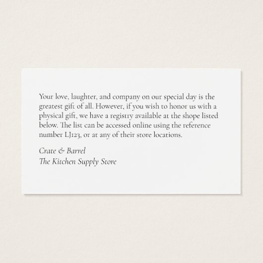 Dusty Blue Hydrangea Wedding Registry Enclosure (Rückseite)