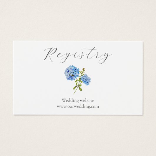 Dusty Blue Hydrangea Wedding Registry Enclosure (Vorderseite)