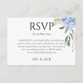 Dusty Blue Hydrangea Wedding RSVP Begleitkarte (Vorderseite)