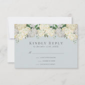 Dusty Blue Hydrangea Wedding RSVP Karte (Vorderseite)