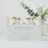 Dusty Blue Hydrangea Wedding RSVP Karte (Stehend Vorderseite)