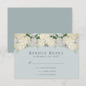 Dusty Blue Hydrangea Wedding RSVP Karte (Vorne/Hinten)