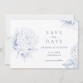 Dusty Blue Hydrangea Wedding Save the Date Card (Vorderseite)