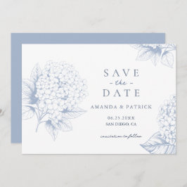 Dusty Blue Hydrangea Wedding Save the Date Card