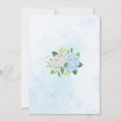 Dusty Blue Hydrangea White Rose Wedding Einladung (Rückseite)