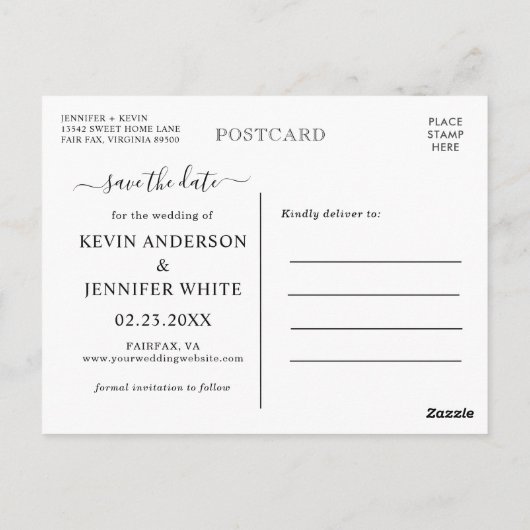 Dusty Blue Hydrangea White Roses Save the Date Postkarte (Rückseite)