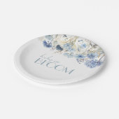 DUSTY Blue Hydrangea Wildblume Babydusche Pappteller (Schrägansicht)