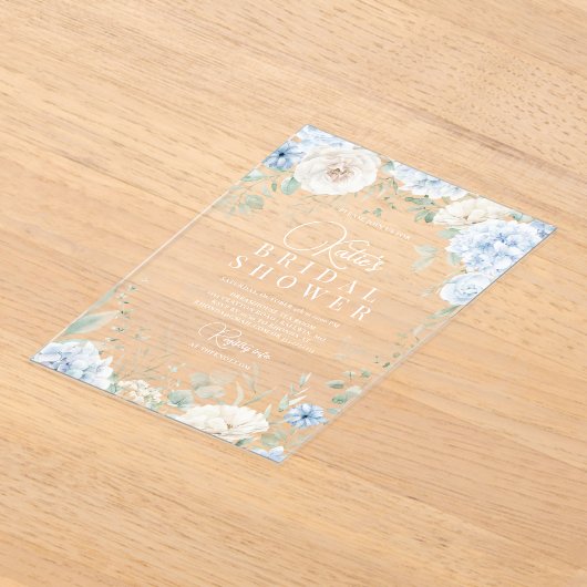 Dusty Blue Hydrangeas Brautparty Acryleinladungen (Ablage )