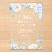 Dusty Blue Hydrangeas Brautparty Acryleinladungen (Vorderseite)