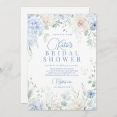 Dusty Blue Hydrangeas Brautparty Einladung (Vorne/Hinten)