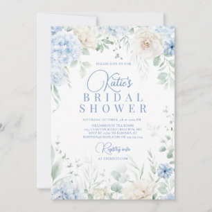 Dusty Blue Hydrangeas Brautparty Einladung