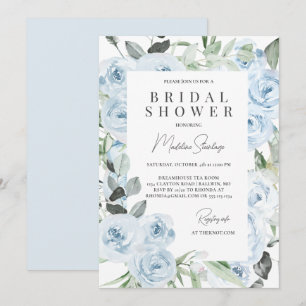 Dusty Blue Hydrangeas Brautparty Einladung