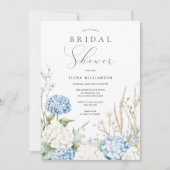 Dusty Blue Hydrangeas Floral Brautparty Einladung (Vorderseite)