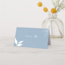 Dusty Blue I Modern Minimalistisch I Branch Blätte Platzkarte