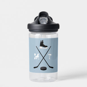 Dusty Blue Ice Hockey Classic gestörtes Monogramm Trinkflasche