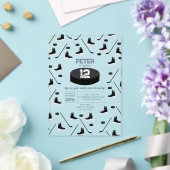 Dusty Blue Ice Hockey Stick, Skate Puck Birthday Acryleinladungen (In Situ (Hochzeit))