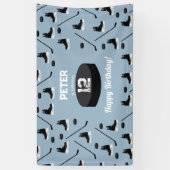 Dusty Blue Ice Hockey Stick, Skate Puck Birthday Banner (Vertikal)