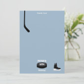 Dusty Blue Ice Hockey Stick, Skate Puck Birthday Dankeskarte (Stehend Vorderseite)