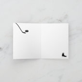 Dusty Blue Ice Hockey Stick, Skate Puck Birthday Karte (Innenseite)