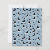 Dusty Blue Ice Hockey Stick, Skate Puck Birthday Mitteilungskarte (Rückseite)