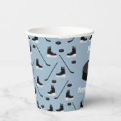 Dusty Blue Ice Hockey Stick, Skate Puck Birthday Pappbecher (Vorderseite)