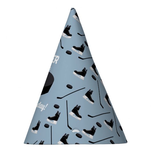 Dusty Blue Ice Hockey Stick, Skate Puck Birthday Partyhütchen (Rechts)