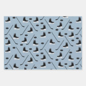 Dusty Blue Ice Hockey Stick, Skate & Puck Pattern Geschenkpapier Set (Vorderseite 2)