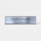 Dusty Blue Imitats Metallic Foil Schreibtischnamensplakette (Vorderseite )