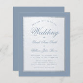 Dusty Blue Imitats Silver Budget Einladung (Vorne/Hinten)