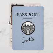 Dusty Blue India Passport Save the Date (Vorne/Hinten)