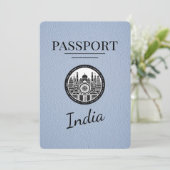 Dusty Blue India Passport Save the Date (Stehend Vorderseite)