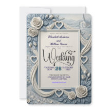 Dusty Blue Indigo Romantic Church Wedding