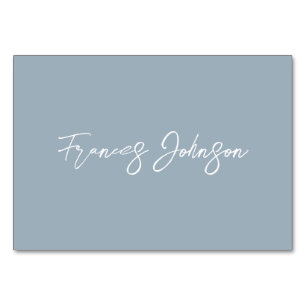 Dusty Blue Individual Name Table Card Tischnummer