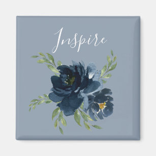 Dusty Blue Inspiriere Script Watercolor Elegant Magnet